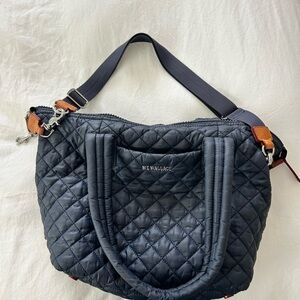 MZ Wallace Blue Quilted Tote with Detachable Strap